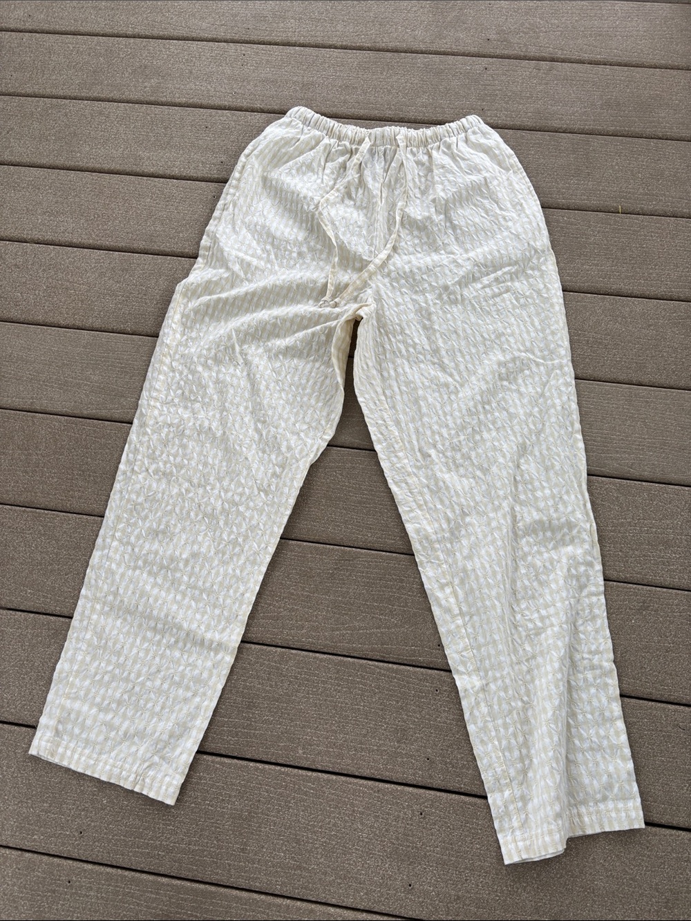 Denim&Co Cream Drawstring Track Joggers